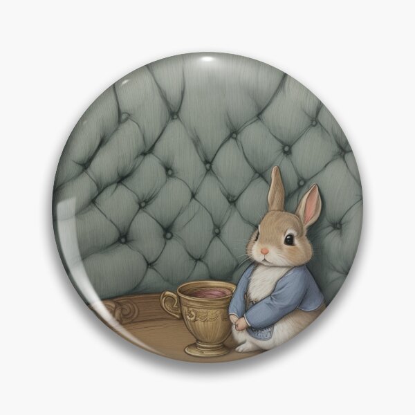 Item preview, Cute little bunny Rabbit Enjoying his quiet tea time illustration designed and sold by Vintage Designs +.