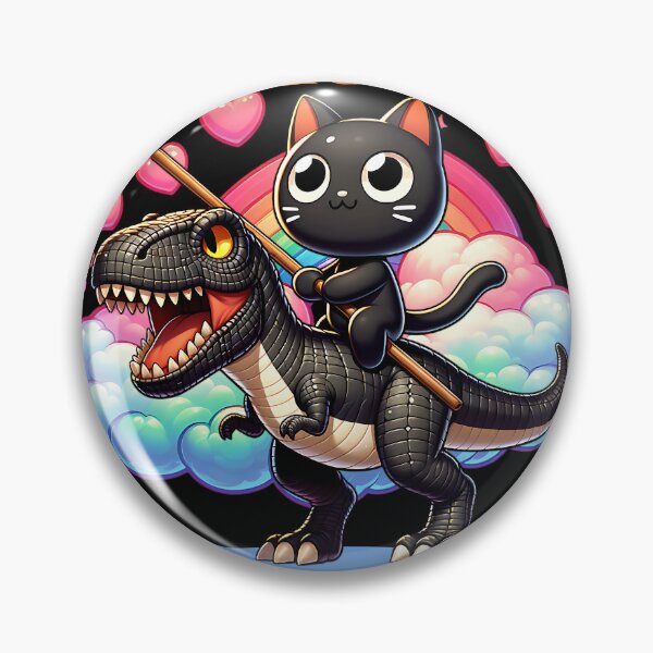 Item preview, Funny Black Cat Riding T-Rex – "Onwards Buttercup, There’s F*ckery to Spread" designed and sold by Kawaii-n-Spice.