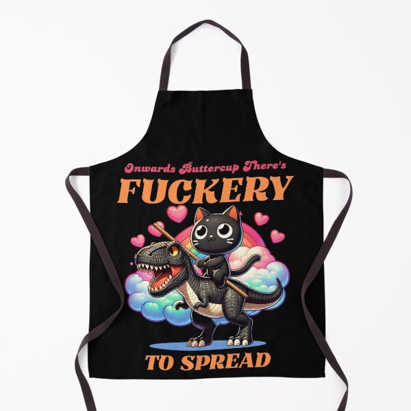 Item preview, Funny Black Cat Riding T-Rex – "Onwards Buttercup, There’s F*ckery to Spread" designed and sold by Kawaii-n-Spice.