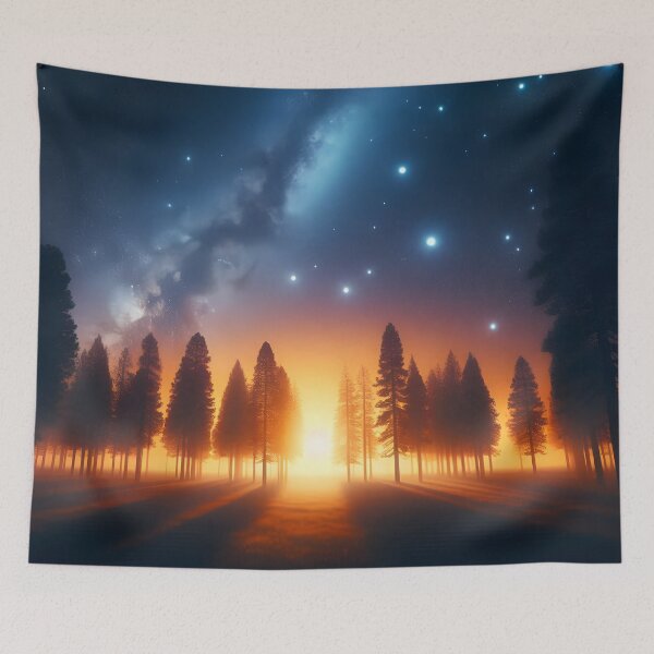 Item preview, coniferous forest in the evening sun designed and sold by Heidi25L.