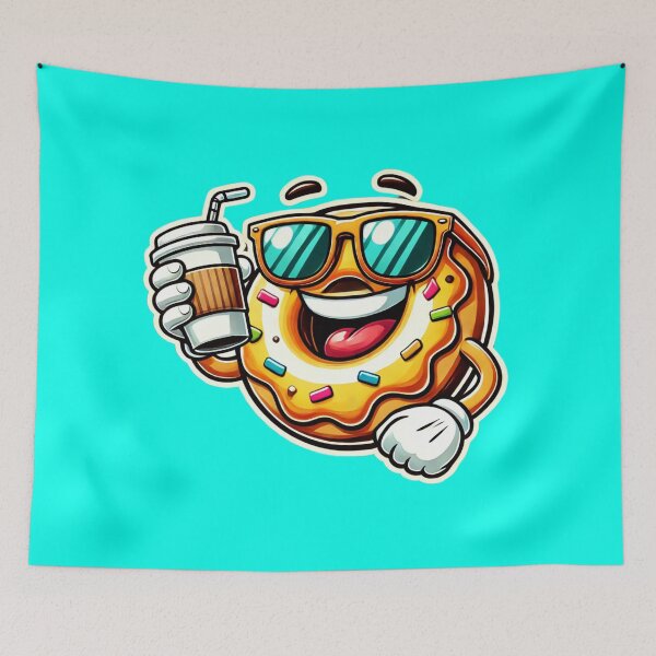Item preview, Happy Donat with Glasses and Coffee designed and sold by BestDetailer.