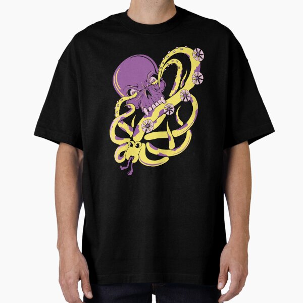 Vista previa del artículo con la obra «Diseño de camiseta con calavera y ataque de pulpo», diseñado y vendido por tredinium.