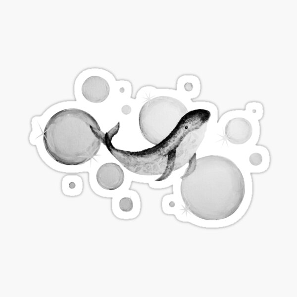 Item preview, Black and White Whale Surrounded By Bubbles designed and sold by Selkies-Shop.