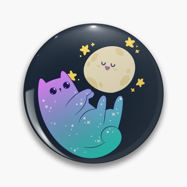 Item preview, Kawaii Kitty Mesmerized by the Moon designed and sold by GoblinBoutique.