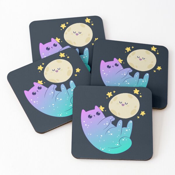 Item preview, Kawaii Kitty Mesmerized by the Moon designed and sold by GoblinBoutique.