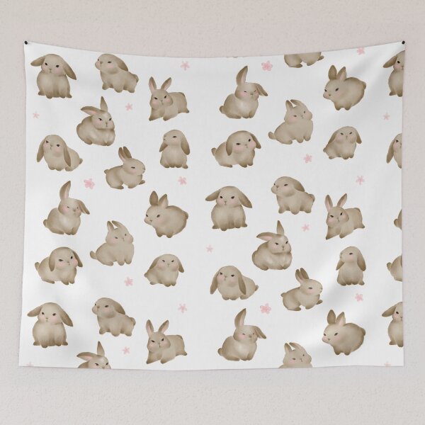 Item preview, Bunny Pattern – Cute Bunny Art with Flowers designed and sold by дітаті.