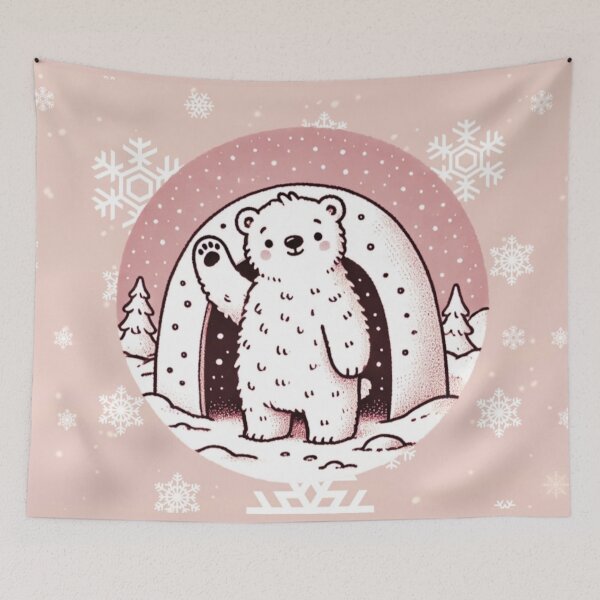 Item preview, Hello from the Snowy Den (Pink) designed and sold by LyssasMindArt.