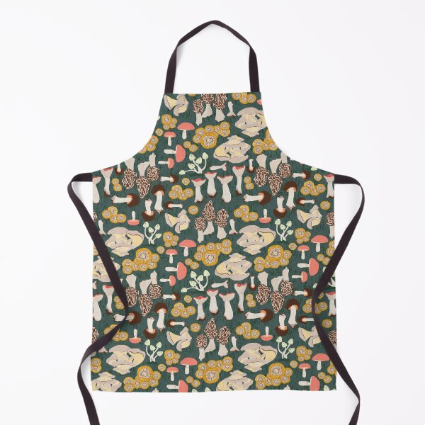 Item preview, Mushroom varieties on a dark green background designed and sold by Marie Friddle.