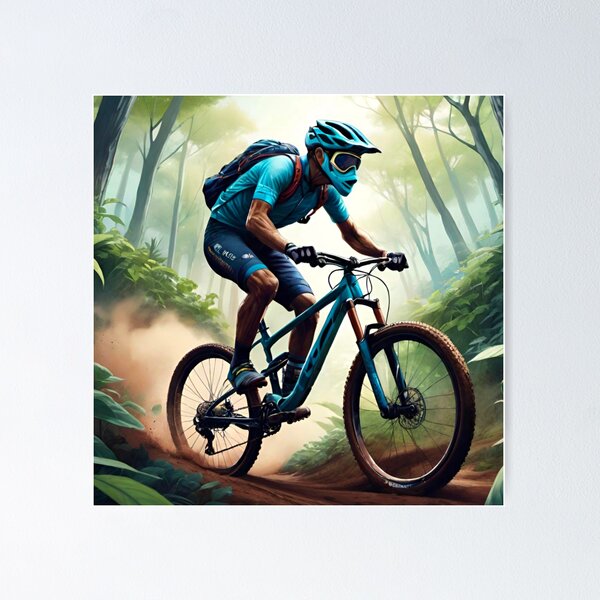 Item preview, MTB Heroic – Ripping Through the Forest designed and sold by GrizzlyCompany.