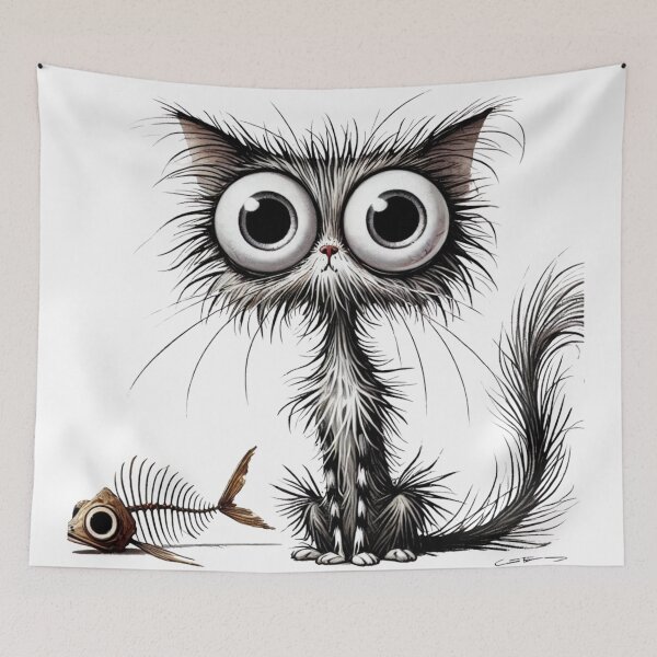 Item preview, Skinny cat with fish bones designed and sold by FusiTink.