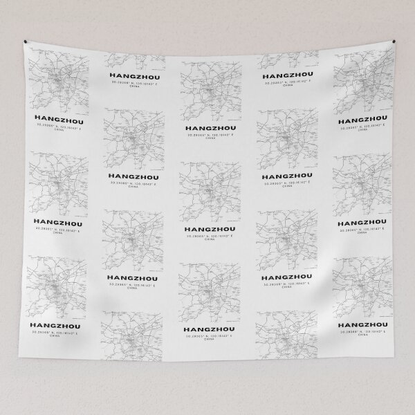 Item preview, Minimalist Hangzhou Map Art - China City Coordinates Design designed and sold by RM-Journey.