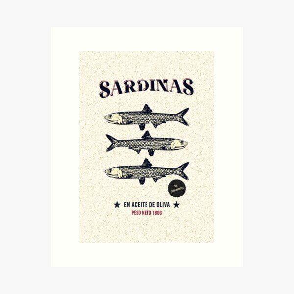 Item preview, Vintage Sardines Label Art – Retro Fish Illustration Print designed and sold by TnMrkl.