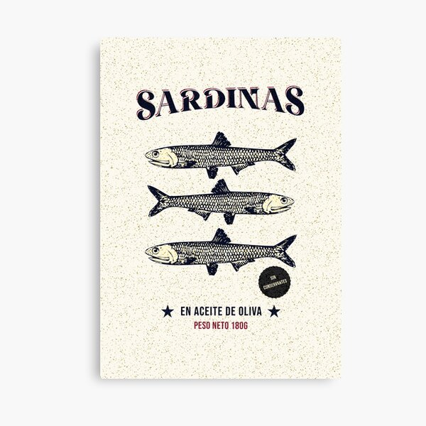 Item preview, Vintage Sardines Label Art – Retro Fish Illustration Print designed and sold by TnMrkl.