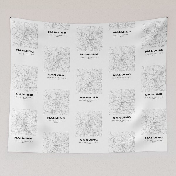Item preview, Minimalist Nanjing Map Art - China City Coordinates Design designed and sold by RM-Journey.