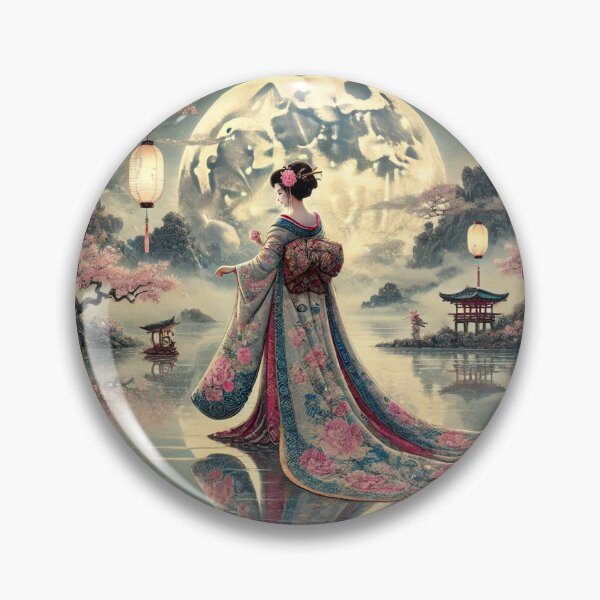 Item preview, Geisha Beneath the Full Moon - Japanese Fantasy Art designed and sold by Enoki design.