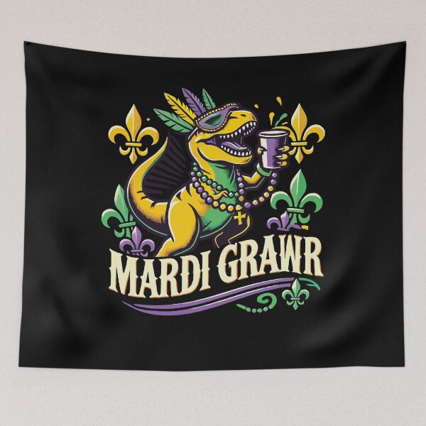 Artikelvorschau, Mardi Gras Dino Spaß für Faschingsfans entworfen und verkauft von LuminOrb.