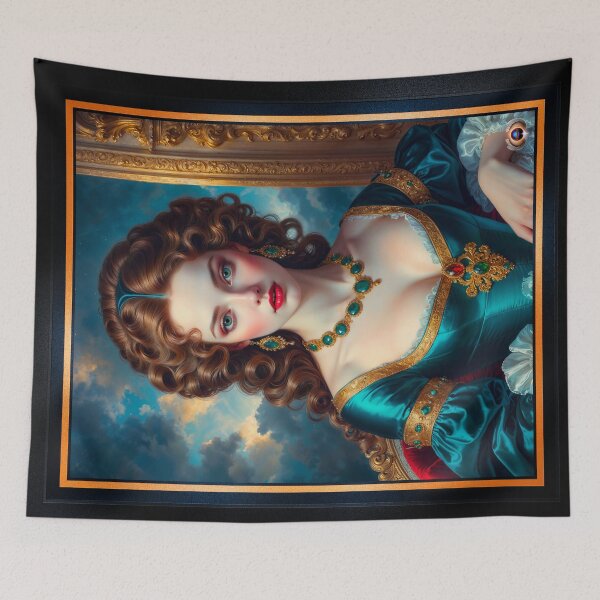 Item preview, The Timeless Elegant Portrait Of Lady Stalus, Adorned In An Emerald Gown Enchanting AI Concept Art by Xzendor7 designed and sold by Xzendor7 Digital Art Creations.