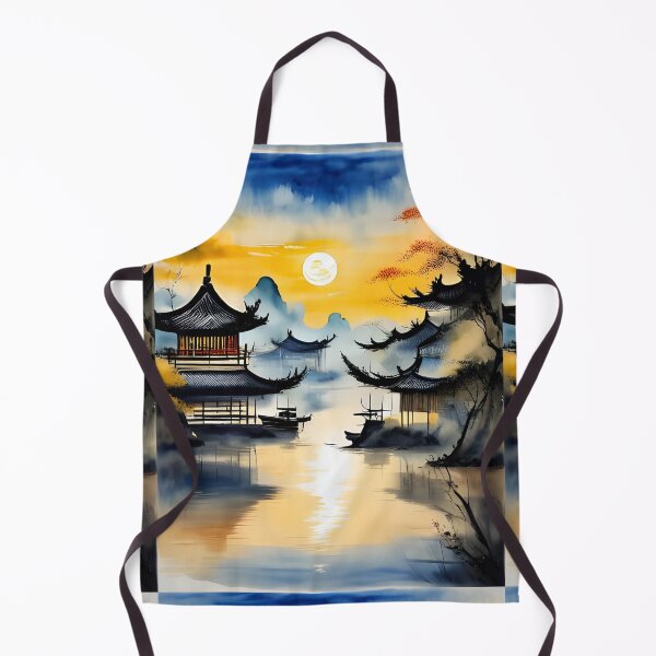 Item preview, Chinese river, pagoda, fantasy landscape, Asian scene designed and sold by Coolparrotgirl.