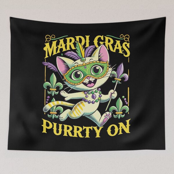 Item preview, Mardi Gras Purrrty On Cat Celebration Fun designed and sold by LuminOrb.