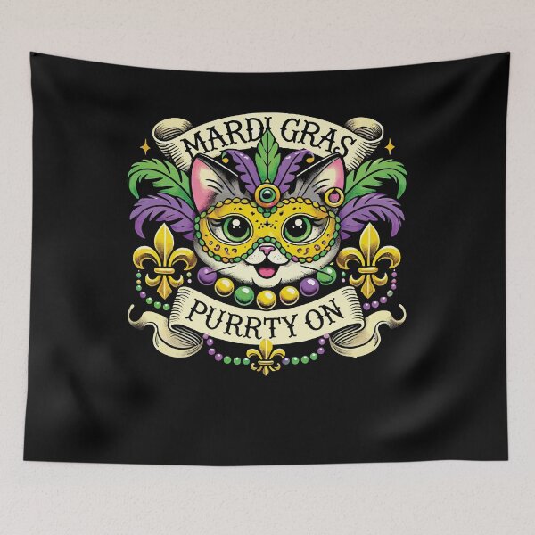 Artikelvorschau, Mardi Gras Purrrty On Katzenfreude entworfen und verkauft von LuminOrb.
