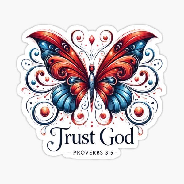 Item preview, Elegant Red & Blue Butterfly with Bible Verse designed and sold by GoodwillDesigns.