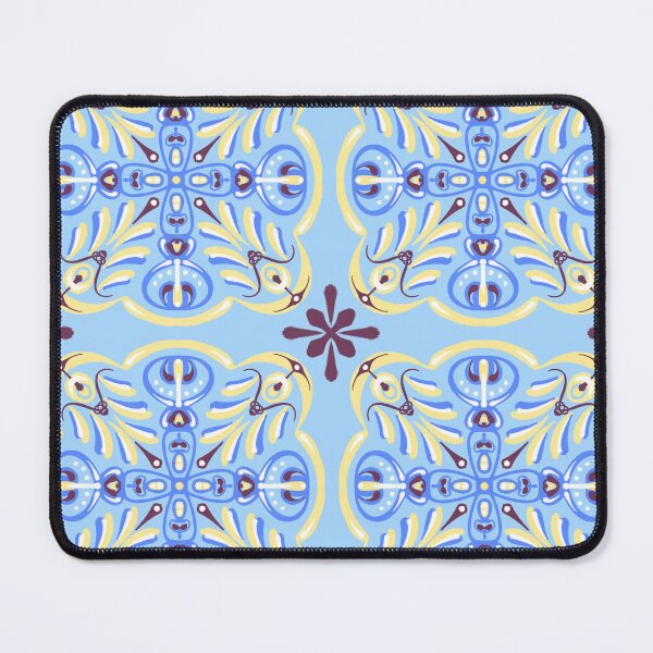 Item preview, Delicate blue-yellow pattern in the style of Italian tiles designed and sold by Valentina-ty.