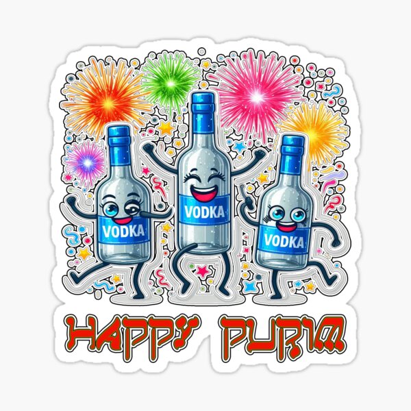 Item preview, Happy Purim - Dancing Vodka Bottles Design // Purim's Here! Let the Vodka Dance! designed and sold by YG - YiddisheGesheft.