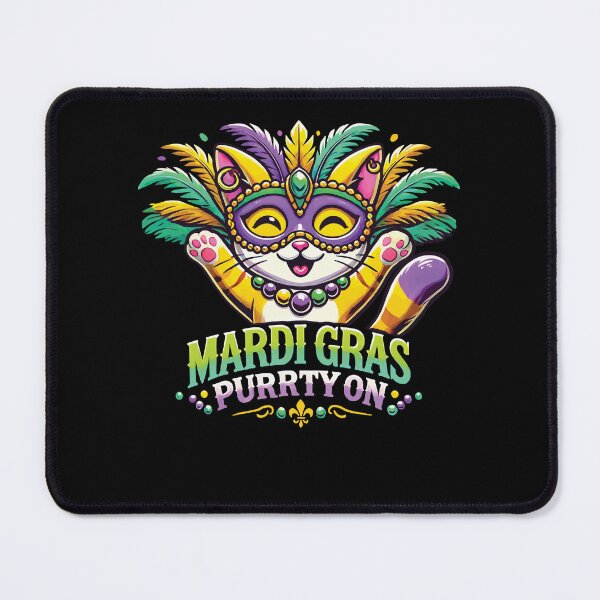 Item preview, Mardi Gras Purrrty On Cat Mask designed and sold by LuminOrb.