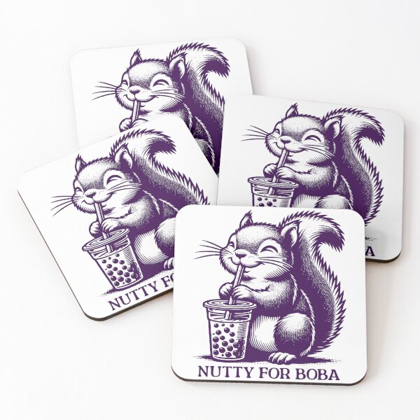 Item preview, Nutty for boba - cute vintage squirrel designed and sold by EvergreenWhimsy.