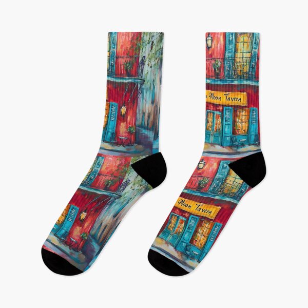 Item preview, New Orleans Nightlife Awaits - A Colorful Bayou Moon Tavern of Warmth and Celebration Abstract Digital AI Art designed and sold by OlfactoART Studio.