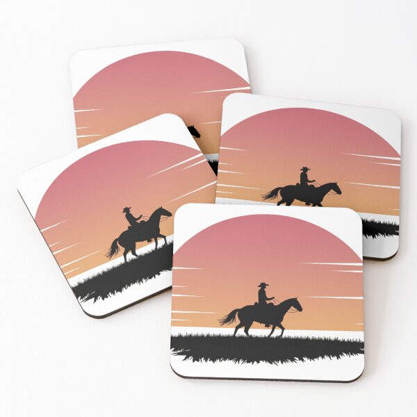 Item preview,   "Lone Cowboy Silhouette Against Vibrant Sunset Background" designed and sold by AnimalAirtistry.