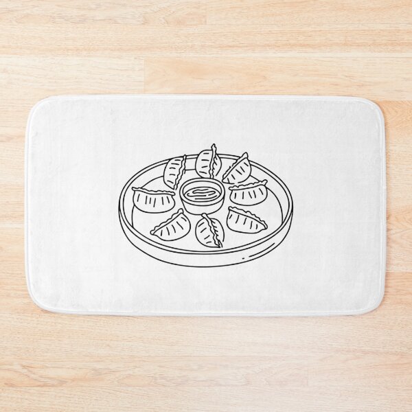 Item preview, Plate of gyoza with dipping sauce on table designed and sold by rasagamastore.