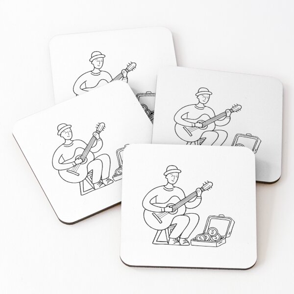 Item preview, Street musician playing guitar with tip box designed and sold by rasagamastore.
