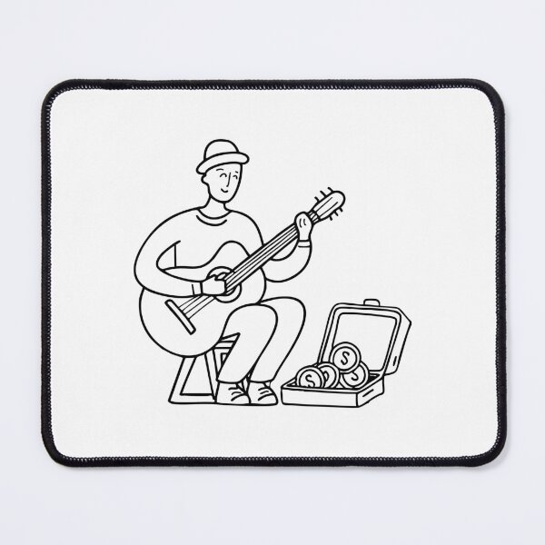 Item preview, Street musician playing guitar with tip box designed and sold by rasagamastore.
