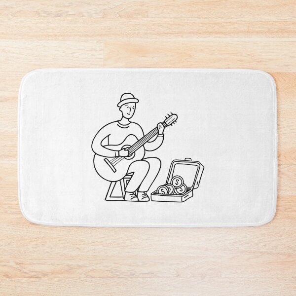 Item preview, Street musician playing guitar with tip box designed and sold by rasagamastore.