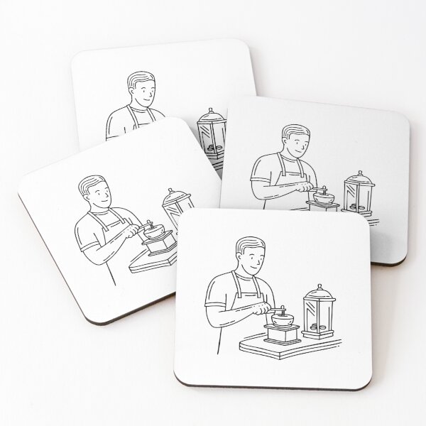Item preview, Barista using a coffee grinder in cafe designed and sold by rasagamastore.