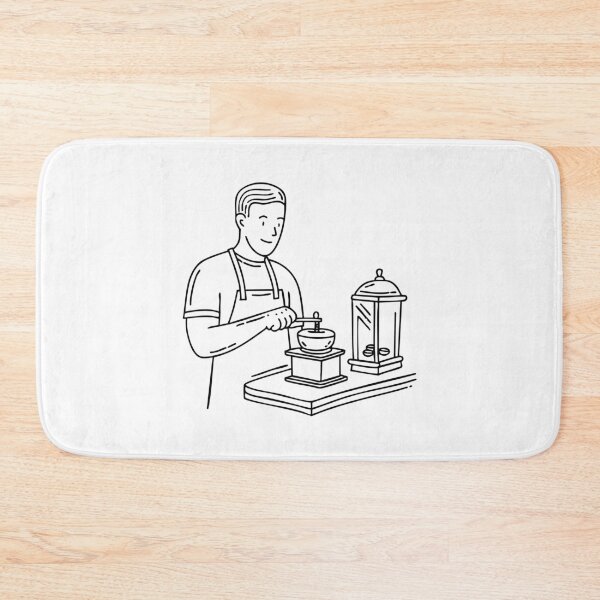 Item preview, Barista using a coffee grinder in cafe designed and sold by rasagamastore.