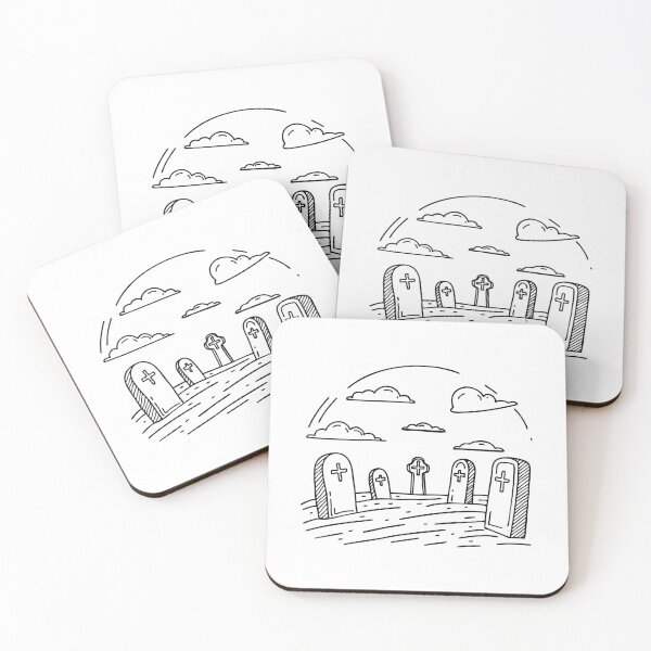 Item preview, Misty graveyard with weathered tombstones designed and sold by rasagamastore.