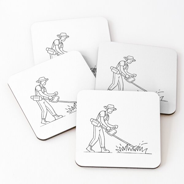 Item preview, Gardener trimming grass with a cutter designed and sold by rasagamastore.