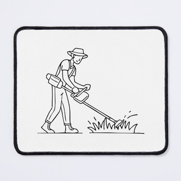 Item preview, Gardener trimming grass with a cutter designed and sold by rasagamastore.