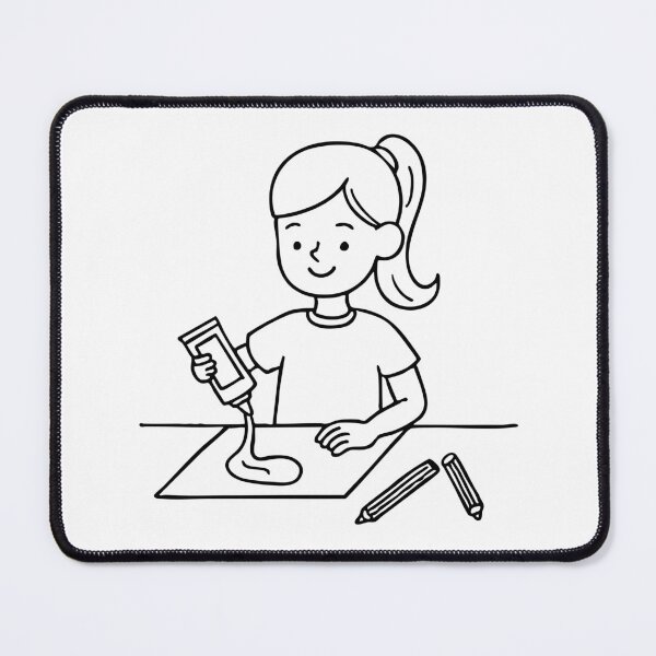 Item preview, Doodle illustration of a child using glue for a craft designed and sold by rasagamastore.