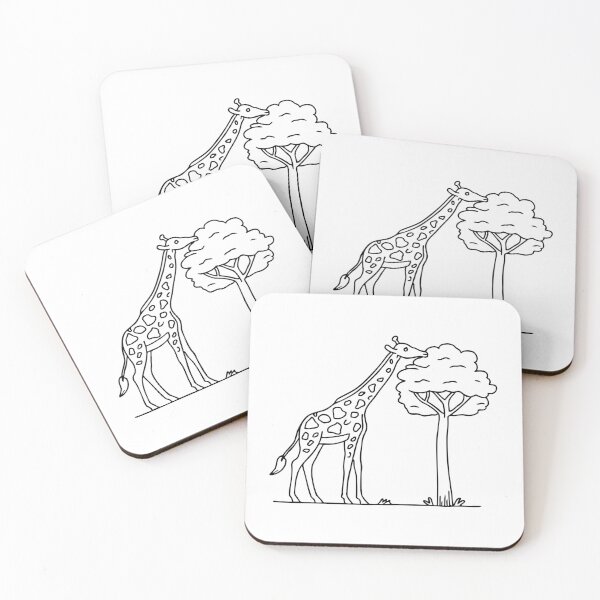 Item preview, Doodle illustration of a giraffe stretching to reach leaves designed and sold by rasagamastore.