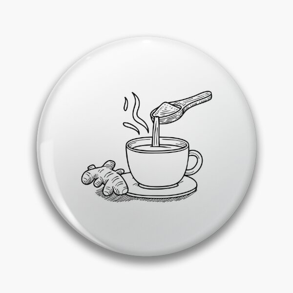 Item preview, Doodle illustration of ginger grated into a pot of tea designed and sold by rasagamastore.