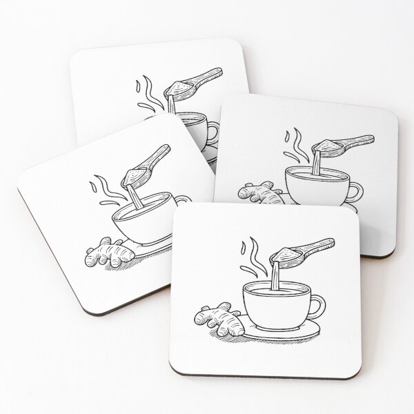 Item preview, Doodle illustration of ginger grated into a pot of tea designed and sold by rasagamastore.