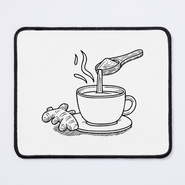 Item preview, Doodle illustration of ginger grated into a pot of tea designed and sold by rasagamastore.