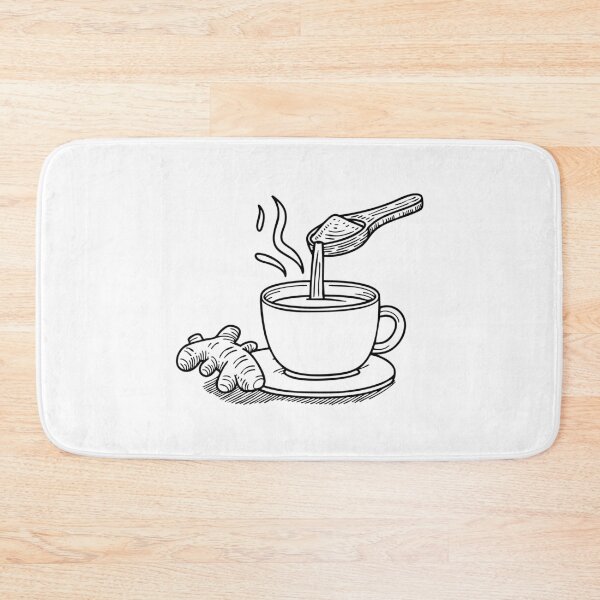 Item preview, Doodle illustration of ginger grated into a pot of tea designed and sold by rasagamastore.