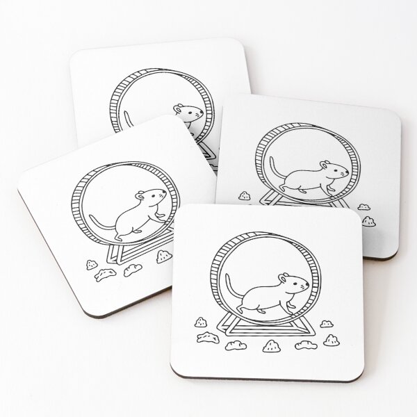 Item preview, Doodle illustration of a gerbil running in a cage with food nearby designed and sold by rasagamastore.