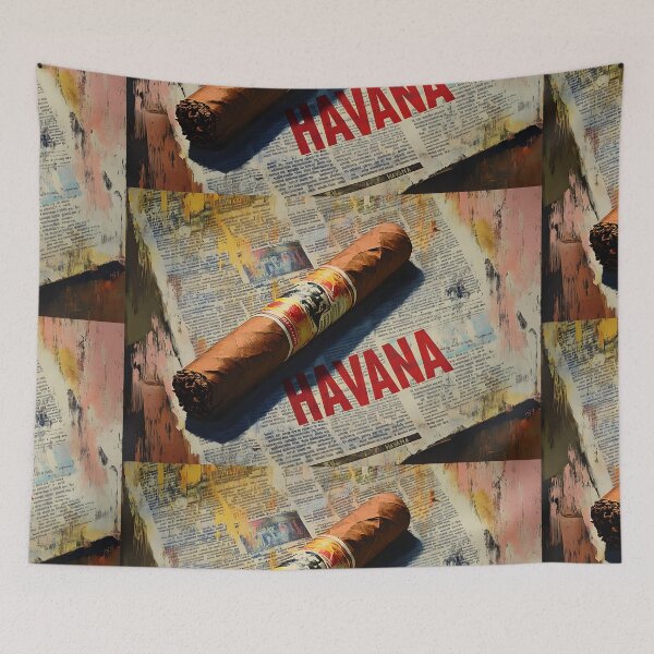 Item preview, Cuban Heritage - Rolled Cigar on HAVANA Newspaper Evoking the Rich Essence of Cuban Culture designed and sold by OlfactoART Studio.