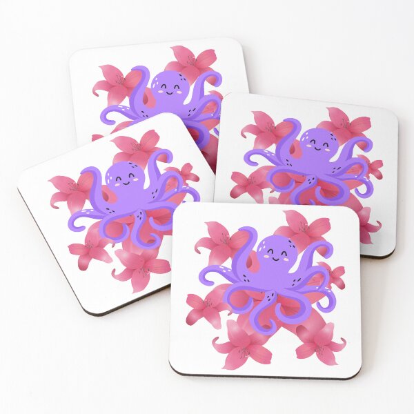 Item preview, Octopus in the Pink Lily Flowers designed and sold by RedCrane'sBubble.