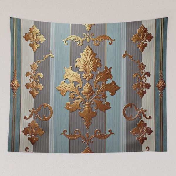 Item preview, Ice Aqua & Gray Striped Smoky Bronze Ombre Damask designed and sold by DesignsByPrnces.